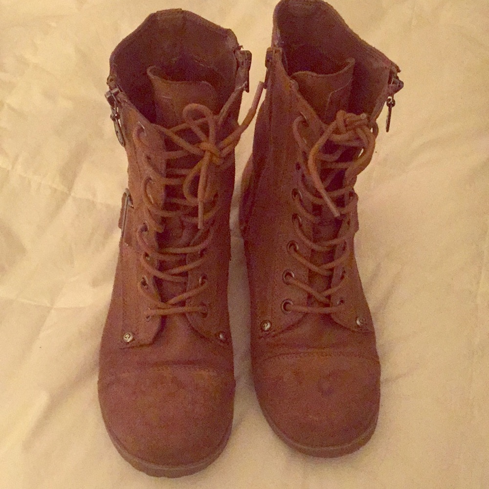 Suede Combat Boots